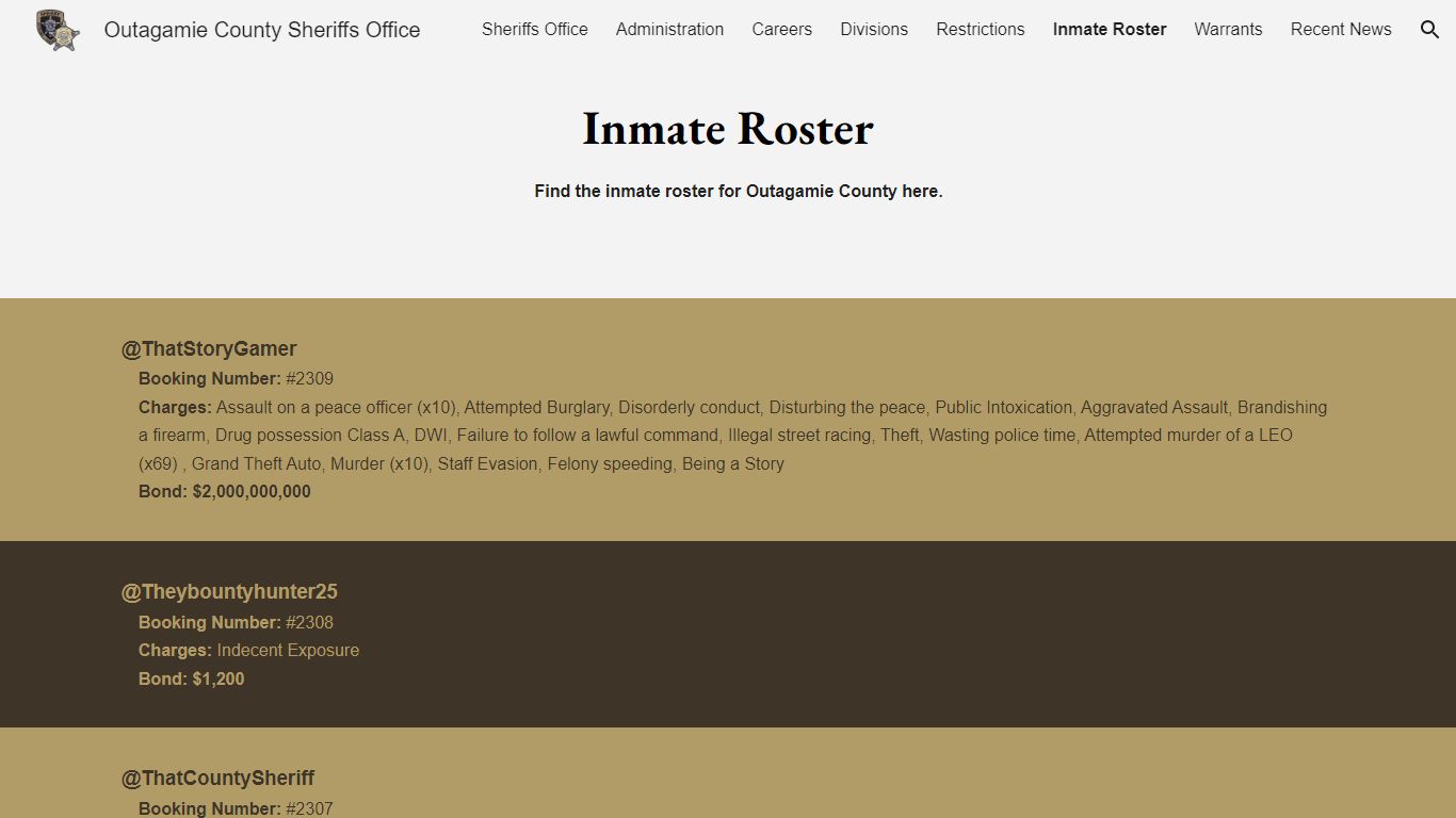 Outagamie County Sheriffs Office - Inmate Roster - Google Sites