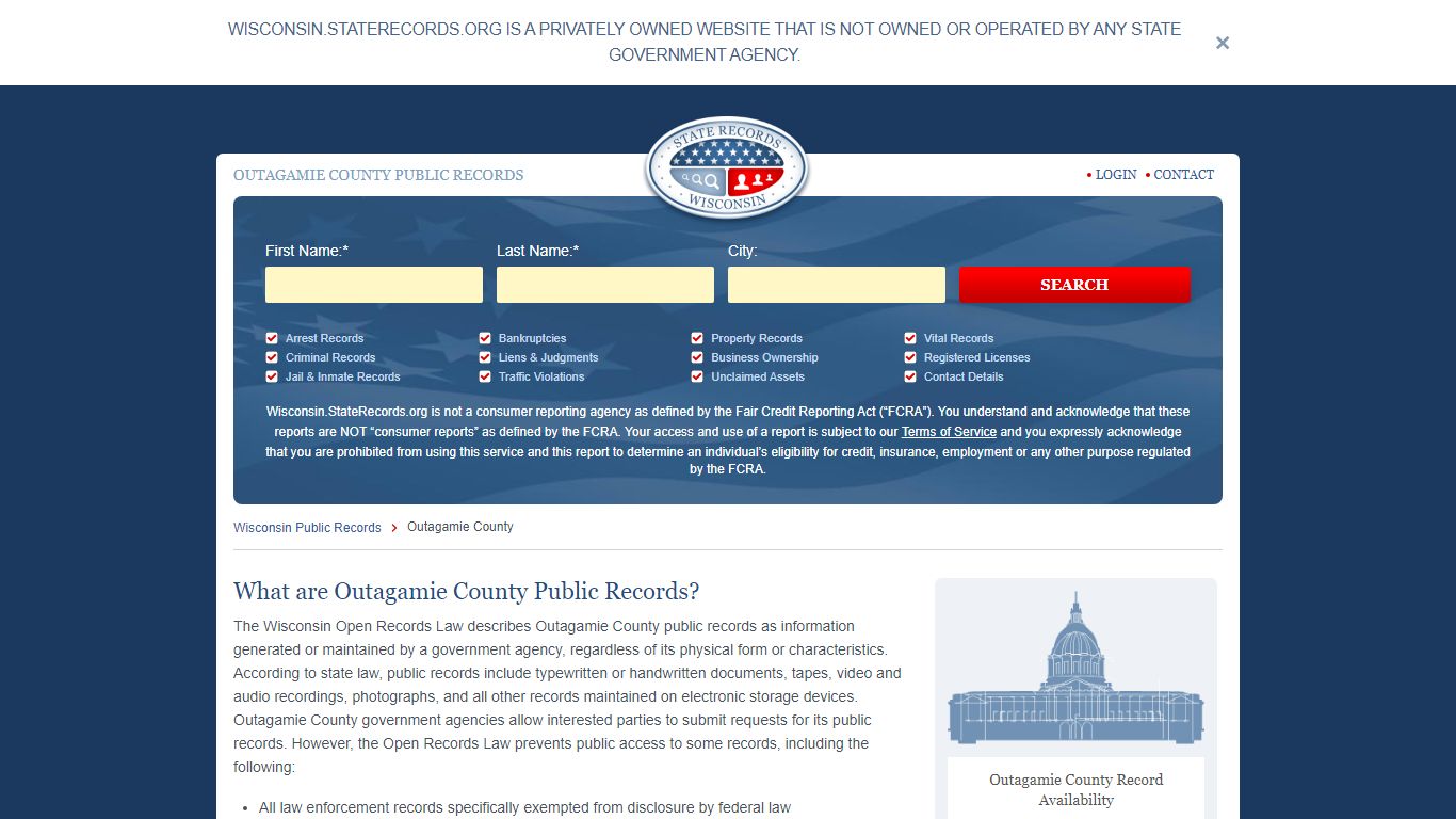 Outagamie County Arrest, Court, and Public Records | StateRecords.org